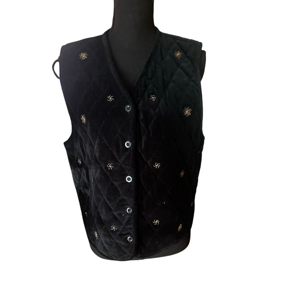 Cascade Blues Black Quilted Vest Lightweight Casual Layering Jacket L